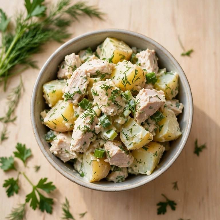 Light potato salad with chicken