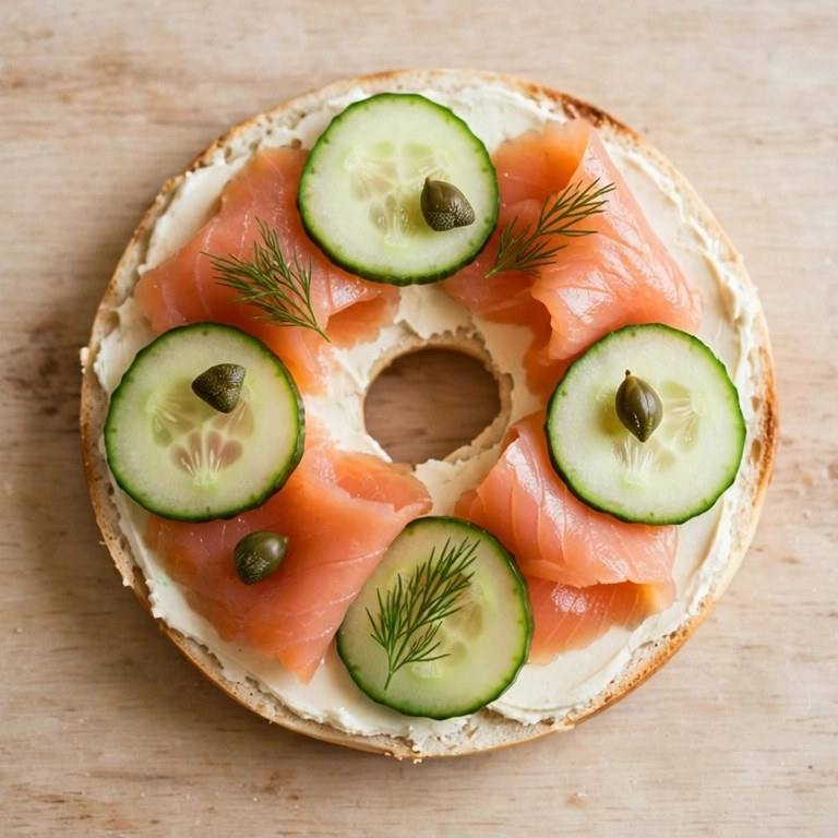 Smoked salmon bagel thin plate