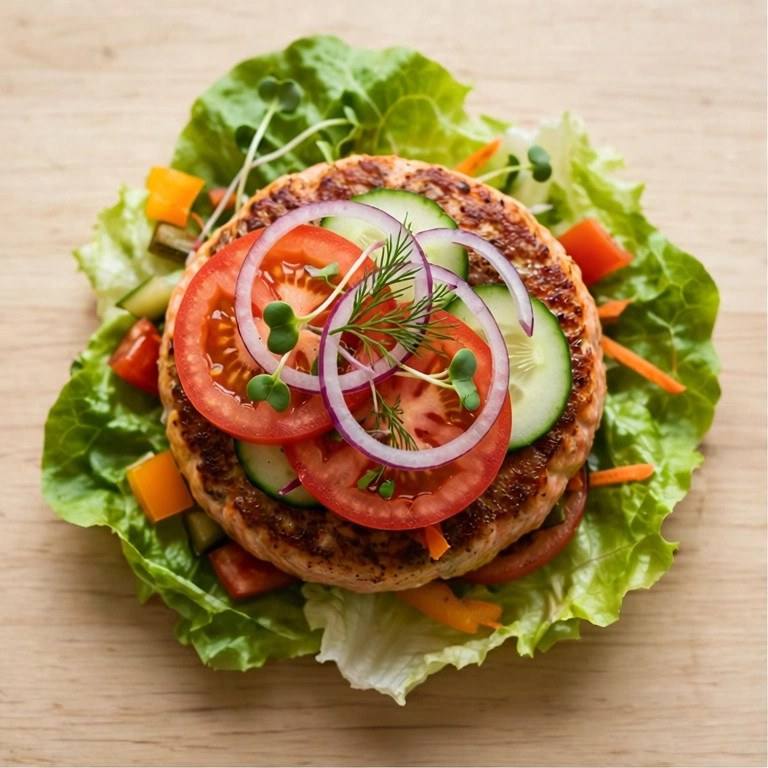 Naked salmon burger plate