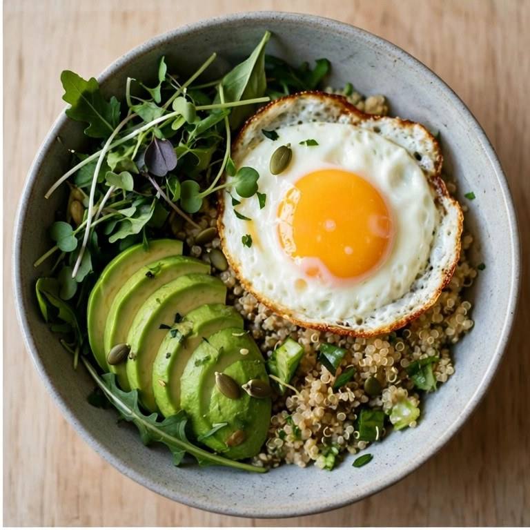 Savory quinoa breakfast bowl