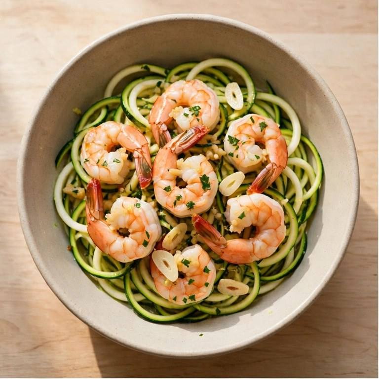Shrimp zucchini noodle bowl