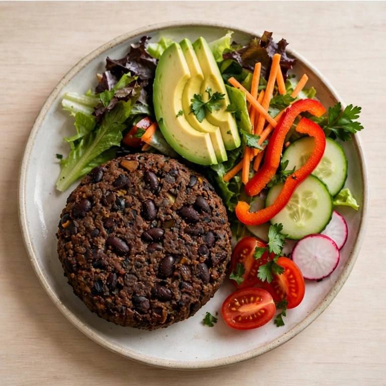 Black bean veggie burger plate