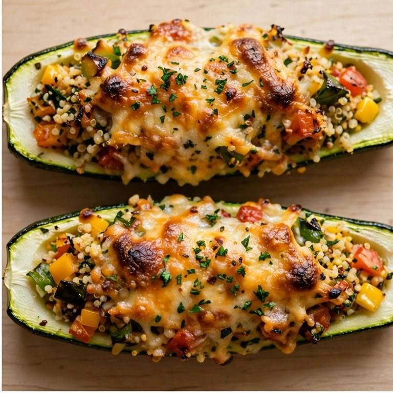 Veggie stuffed zucchini boats