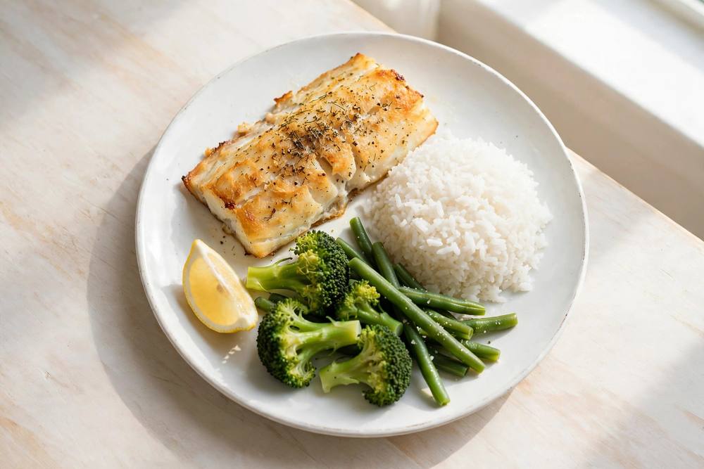 Cod rice plate